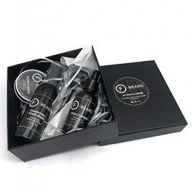 Kit Complet Soin Barbe Pour Homme F-BEARD™ - Hydrate Favorise La Pousse - Contient Huile a Barbe, Baume a Barbe, Shampoing a 