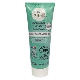 BORN TO BIO Gommage Visage Amande Douce Argan Bio Certifié Ecocert, Blanc, 75 ml Gommage / Exfoliants