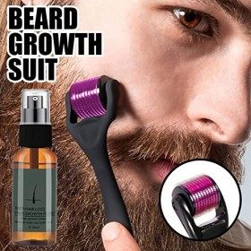 Kit De Croissance De La Barbe, Kit De Barbe pour Hommes avec Huile À Barbe Huile Barbe Et Baume Barbe Bio Rouleau De Croissan