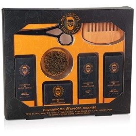 BRUBAKER - Kit Soins & Entretien de barbe - 7 Pièces - Peigne, Brosse & Ciseaux à barbe incl. - Coffret cadeau Homme
