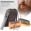 Kit Ciseaux et Brosse pour Barbe 4 PCS, Brosse de Barbe, Peigne en Acier Inoxydable, Ciseaux, Peigne Long, Professionnel Kit 