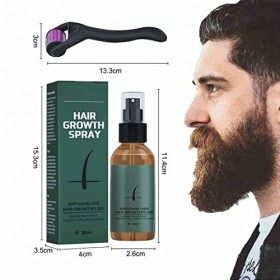 Kit De Croissance De Barbe De Homme,Sérum Activateur de Croissance de Barbe Rouleau de Barbe,Huile Barbe Pousse Rapide,Pousse