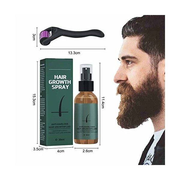 Kit De Croissance De Barbe De Homme,Sérum Activateur de Croissance de Barbe Rouleau de Barbe,Huile Barbe Pousse Rapide,Pousse