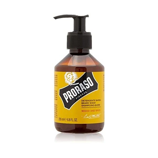 Proraso Shampoing Barbe, Soin Visage Homme Nettoyant et Adoucissant, Shampoing 200 ml & Huile Barbe, Soin Visage Homme Parfum