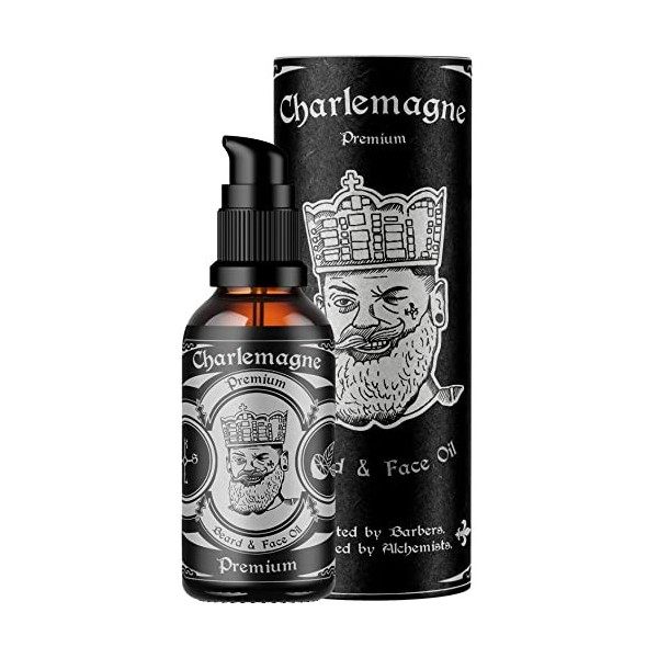 Charlemagne Huile à Barbe - Huile à Barbe 100% Vegan Vanille Parfum Tabac - Huile à Barbe Hommes Naturelle Stimule la Croissa