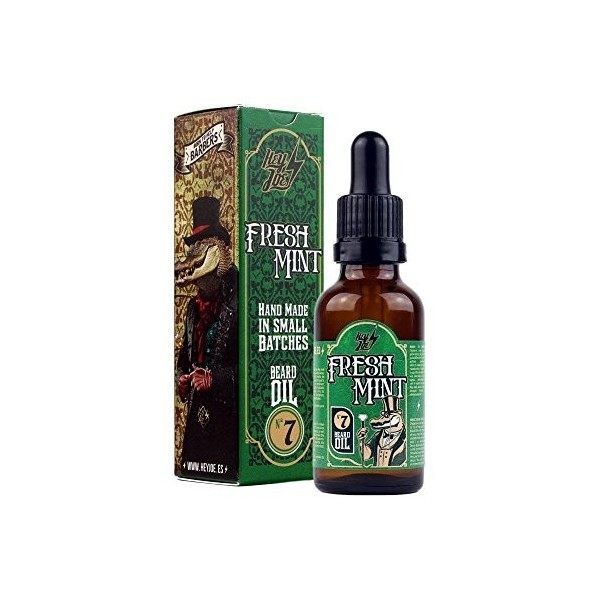 HEY JOE - Beard Oil Nº7 FRESH MINT 30 ml | Huile pour barbe 30 ml avec ARGAN, JOJOBA et MACADAMIA. Arôme de menthe et de pin