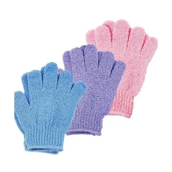 Gant de Douche Exfoliante Gant Corps a Gommage Gants de Bain LOT de 6 Colore- 3 paires 