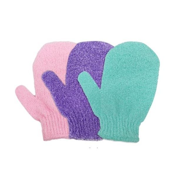 Gant de Douche Exfoliante Gant Corps a Gommage Gants de Bain LOT de 6 Colore- 3 paires 