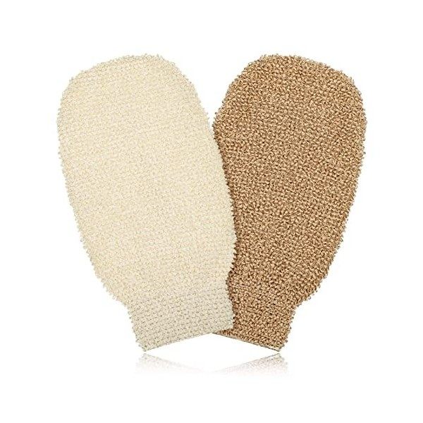 Fuyamp 2 Pièces Gant Exfoliant, Gants Double-face Gommage Gants Exfoliants pour Bain Gant Nettoie douce Et Purifie La Peau po