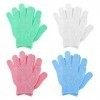 Sibba Lot de 4 paires de gants de bain pour douche en luffa naturel exfoliant pour le corps et le visage gants de douche doub