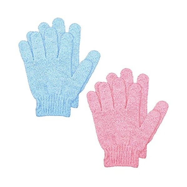 WLLHYF 2 Pairs Gants Exfoliants Douche Gants de Bain Enlever les Peaux Mortes Gommage Quotidien Corps Beauté Accessoires pour