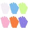 VEGCOO 4 Pairs Gants Exfoliants, Douche Bain Gants Double-face Gommage Corps Couleurs Assorties pour Hommes Femmes Enfants et