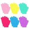 VEGCOO 4 Pairs Gants Exfoliants, Douche Bain Gants Double-face Gommage Corps Couleurs Assorties pour Hommes Femmes Enfants et