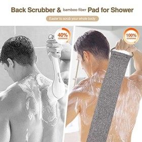 Dony 2 Pièces Gommage Corps Exfoliant en Fibre de Bambou set Sangle Lave Dos en Fibre de Bambou,Exfoliante Dos,Gants exfolian