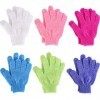 Gants Exfoliants de Double Face Gants de Corps Gant de Gommage Gants Scrubs pour Douche, 6 Couleurs