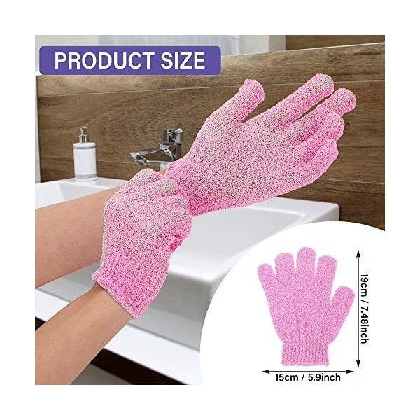 WLLHYF 4PCS Gants Exfoliants Gommage Corps Gant De Douche Exfoliant Double Texture Gants De Bain pour Douche, Spa, Massage Dé