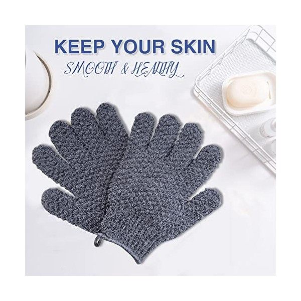 Yiclick Lot de 2 paires de gants exfoliants exfoliants pour le bain et la douche, exfoliant pour le corps pour enlever les pe