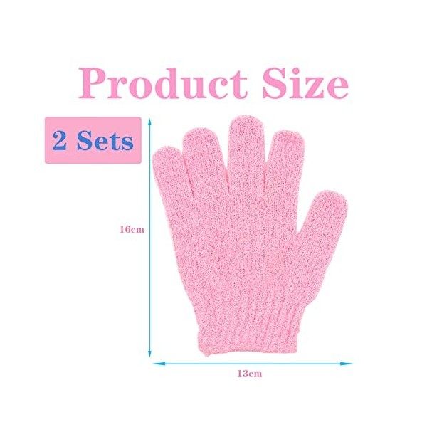 2 Paires De Gants Exfoliants, Gants De Bain Exfoliants, gant exfoliant corps, Gants De Bain à Cinq Doigts Pour Hommes, Femmes