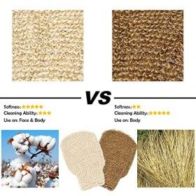 Gants Exfoliants 4 Pièces Gants de Gommage Corporel, Gant Exfoliant Lavable au Chanvre Gant de Gommage En Profondeur, Mitaine