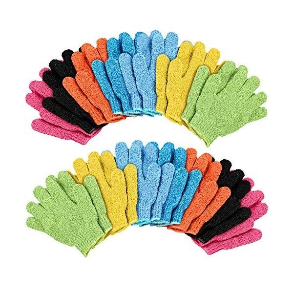 Duufin 14 Paires Gants Exfoliants pour le Corps 7 Couleurs Gants de Bain Exfoliants pour Adulte et Adolescent