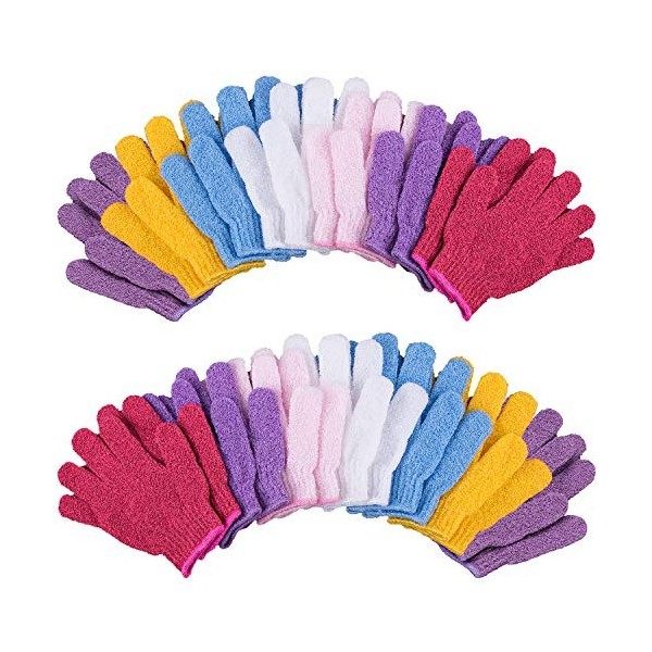 Duufin 14 Paires Gants Exfoliants pour le Corps 7 Couleurs Gants de Bain Exfoliants pour Adulte et Adolescent