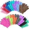 Duufin 14 Paires Gants Exfoliants pour le Corps 7 Couleurs Gants de Bain Exfoliants pour Adulte et Adolescent