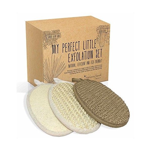 Stephanie Franck Beauty 3 gants de gommage naturels en loofah, chanvre et sisal