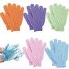 XOPOZON 5 Pairs Gants Exfoliants, Gant Double-Face de Douche Exfoliante pour le corps, Gants Gommage de Bain Couleurs Assorti