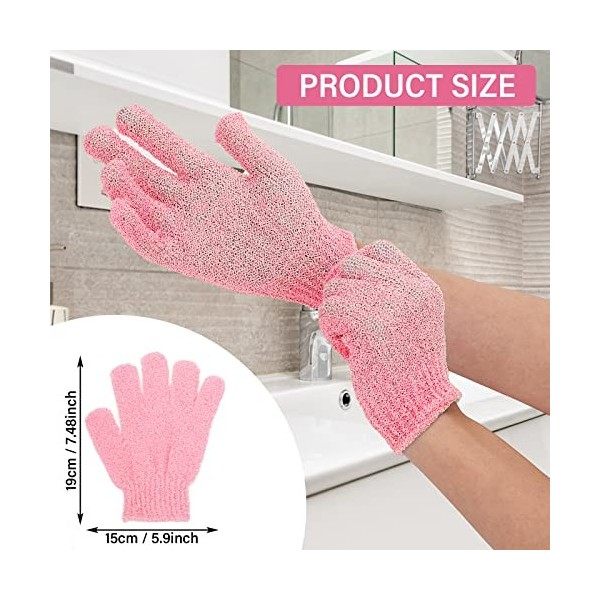 Sibba Lot De 8 Paires Gants Exfoliants Pour La Douche En Luffa Naturel Le Corps Et Visage Éliminant Les Peaux Mortes Double F