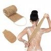 2PCS Sangle Lave Dos Eponge Exfoliante Dos Ceinture de Massage,avec Gant Exfoliant Chanvre Naturelle,pour Corps en Femme Et H