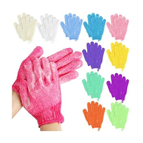 Alotpower Lot de 24 gants exfoliants pour le corps 100 % nylon double face 12 couleurs