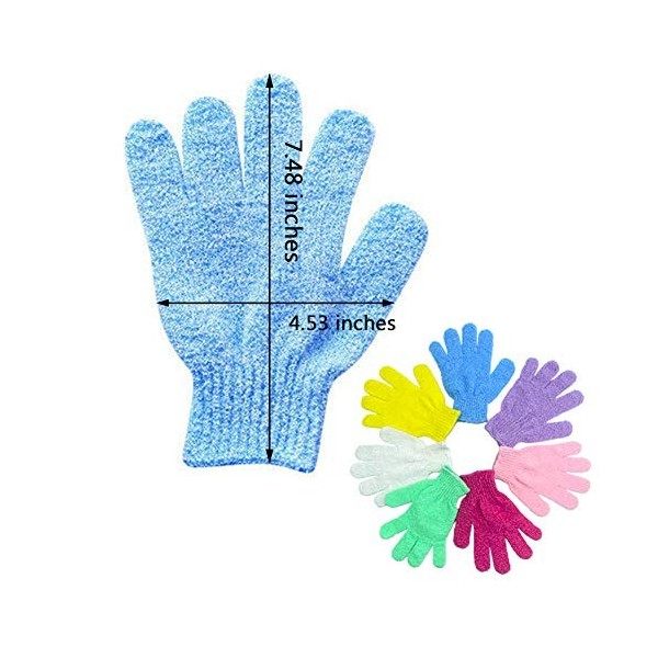 14 paires de gants exfoliants 7 couleurs , gants de bain pour homme et femme, gants de douche pour spa, massage et gommage d