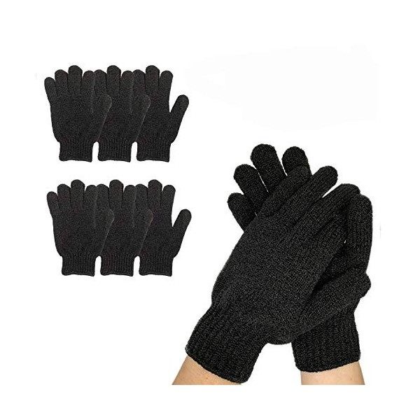 Lot de 6 paires de gants exfoliants – Gants de lavage pour bain ou douche – Accessoires dexfoliation de luxe pour le spa de 