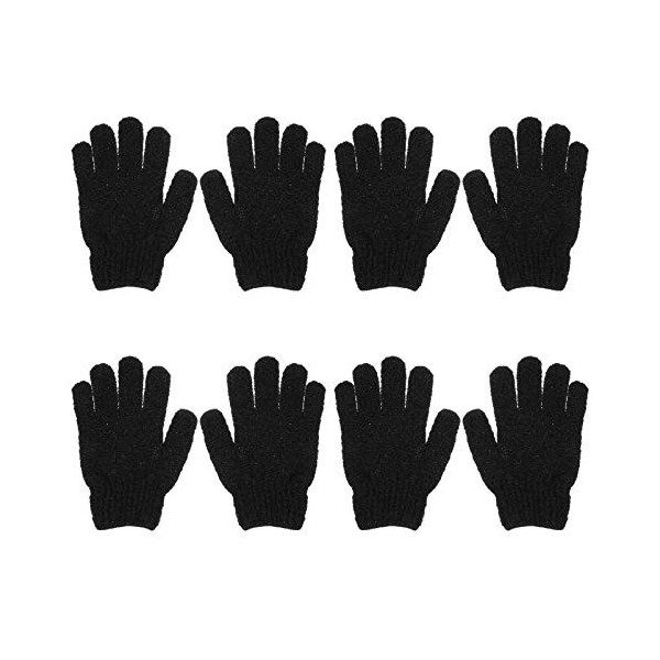 Healifty Lot de 4 paires de gants exfoliants noirs pour la douche, le spa, la maison, la salle de bain, lhôtel