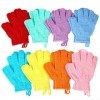 Lot de 16 gants de bain exfoliants avec boucle de suspension pour beauté, spa, massage, douche, 8 couleurs