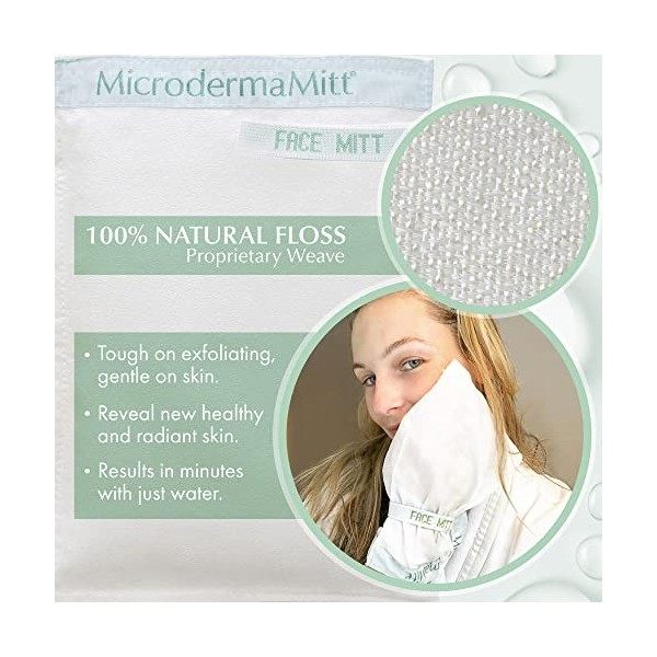 Microdermamitt® 100% naturel Gant exfoliant visage – LORIGINAL – Microdermabrasion Alternative – Exfoliant Outil Laisse votr