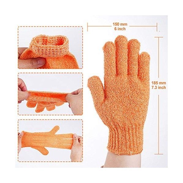 Lot de 16 gants de douche exfoliants double face pour nettoyer en profondeur les peaux mortes pour spa, massage, beauté, douc