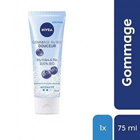 NIVEA Gommage au Riz Douceur 1 x 75 ml , Exfoliant d’origine naturelle enrichi en Graines de Riz Japonica & Myrtilles BIO, S ...