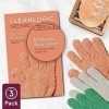 Cleanlogic Bath & Body Exfoliating Stretch Body Gloves, Assorted Colors, Removes Dry & Damaged Skin, Vegan-Friendly - Pack of