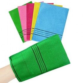 Lot de 6 gants de toilette exfoliants coréens colorés pour enlever le corps à sec, grande taille 5 couleurs 