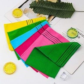 Lot de 6 gants de toilette exfoliants coréens colorés pour enlever le corps à sec, grande taille 5 couleurs 