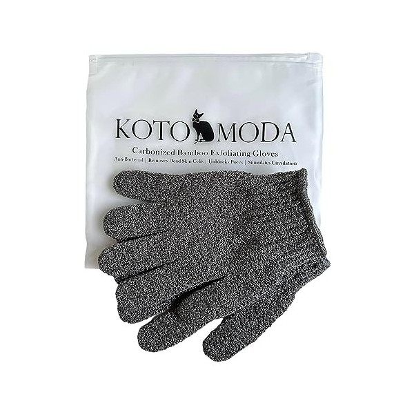 Kotomoda Sphynx Gants exfoliants en bambou carbonisé pour le bain et la douche