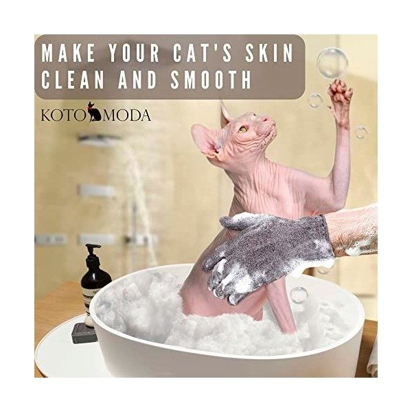 Kotomoda Sphynx Gants exfoliants en bambou carbonisé pour le bain et la douche