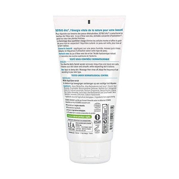 SOBIO ÉTIC Gommage Doux Quotidien Visage Tous Types de Peaux Hydra Aloe Vera Gommage / Exfoliants