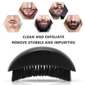 Brosse à barbe à poignée, brosse de toilettage à barbe noire pour outil de style doux portable pour hommes pour cadeau