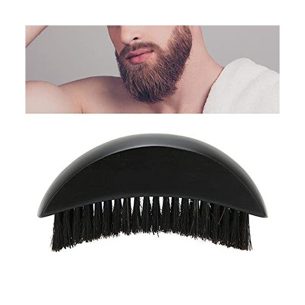 Brosse de toilettage de barbe, brosse de barbe de poignée en bois ergonomique portative noire de poignée pour des hommes pour