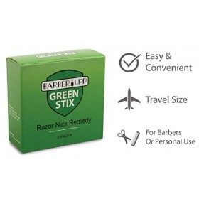 BARBERUPP Hémostatique bâton rasage Accessoires Vert Stix, 3 Pack arrêt des saignements de rasoir Nicks pour hommes et femm