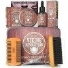 Viking Revolution Kit Barbe Homme - Brosse Barbe en Poils de Sanglier, Peigne Barbe en Bois, Baume Barbe & Huile Barbe Homme 