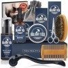 Kit de Soin Barbe Homme avec Shampoing Barbe,Huile Barbe,Baumes/Crèmes de Barbe,Peigne Barbe,Brosse à Barbe,Ciseaux Barbe,E-b