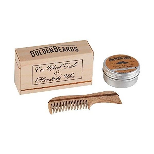 COFFRET MOUSTACHE CIRE + PEIGNE ECO WOOD - Économisez en vous offrant le meilleur coffret pour votre moustache! Le meilleur p